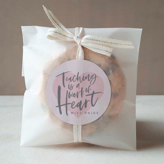 Sticker Rond Cadeau enseignant aquarelle coeur