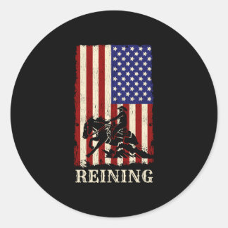 Sticker Rond Cadeau équin drôle de cheval de reining drapeau 4 