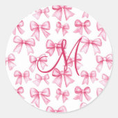 Sticker Rond Cadeau esthétique de monogramme initial rose Coque (Devant)