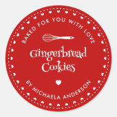 Sticker Rond Cadeau Fêtes de Noël Maison Cuite Avec Amour (Devant)