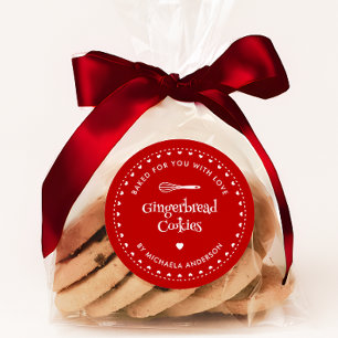 Sticker Rond Cadeau Fêtes de Noël Maison Cuite Avec Amour