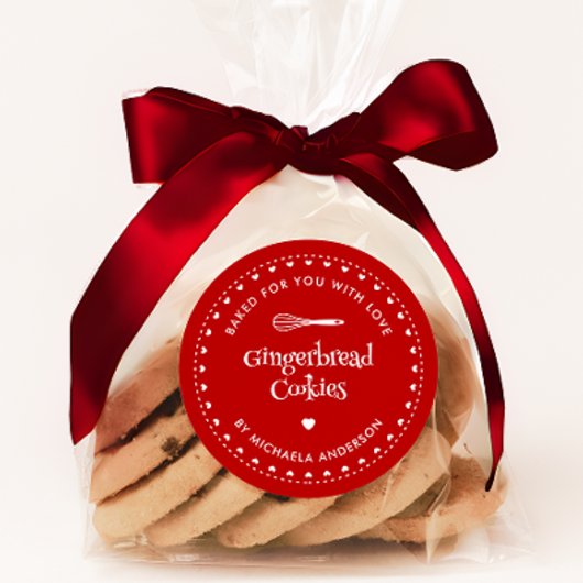 Sticker Rond Cadeau Fêtes de Noël Maison Cuite Avec Amour