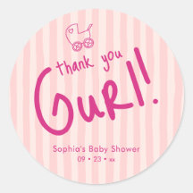 Cadeau Fille Rayure Rose Fille Baby Shower 