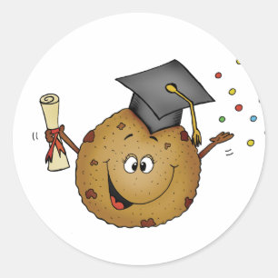 Sticker Rond Cadeau futé d'obtention du diplôme de biscuit