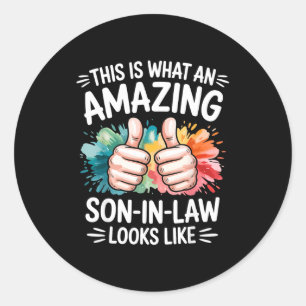 Sticker Rond Cadeau incroyable pour gendre drôle papa mari
