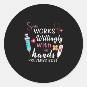 Sticker Rond Cadeau infirmière Elle Travaille Volontiers Appa