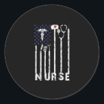 Sticker Rond Cadeau infirmière | Infirmière américaine Drapeau<br><div class="desc">Cadeau infirmière | Infirmière américaine Drapeau Infirmière Lover</div>