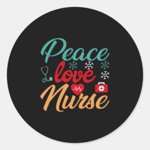 Sticker Rond Cadeau infirmière Infirmière Peace Love