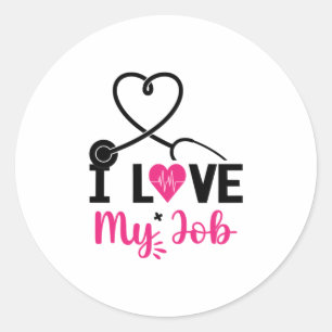 Sticker Rond Cadeau infirmière J'aime mon travail