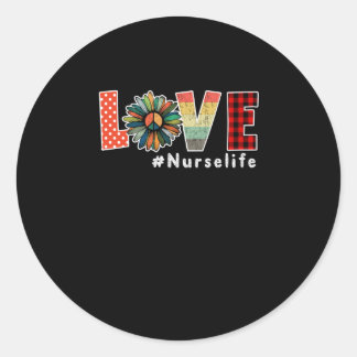 Sticker Rond Cadeau infirmière | Love Flower Nurse Life Infirmi