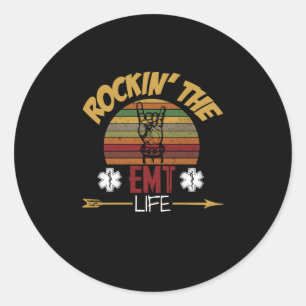 Sticker Rond Cadeau infirmière Vintage Rockin' The EMT Life