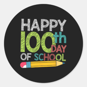 Sticker Rond Cadeau Jour Étudiants Enfants Heureux 100 Jours D'