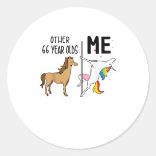 Sticker Rond Cadeau licorne 66 ans anniversaire et moi autre