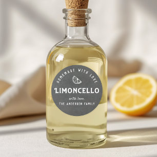 Sticker Rond Cadeau Limoncello Maison Vintage Gris Foncé