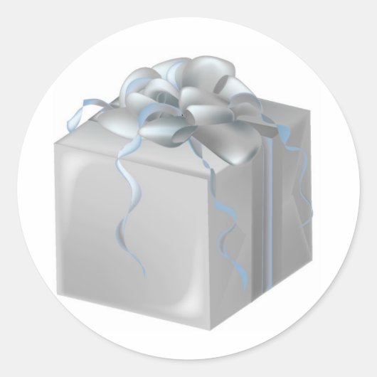 Sticker Rond Cadeau Mariage argent (Devant)