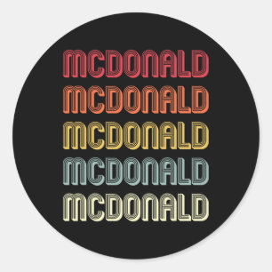 Sticker Rond Cadeau McDonald Nom de famille Drôle Rétro Vintage