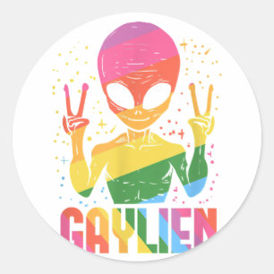Sticker Rond Cadeau Mens Gaylien Pour Un Amoureux Alien Gay