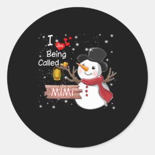 Sticker Rond Cadeau Mimi J'Aime Être Appelé Mimi Snowman