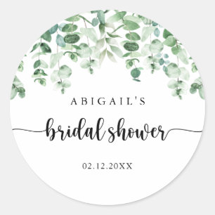 Sticker Rond Cadeau minimaliste de mariage avec eucalyptus vert