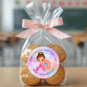 Sticker Rond Cadeau moderne de la Saint-Valentin avec une jolie
