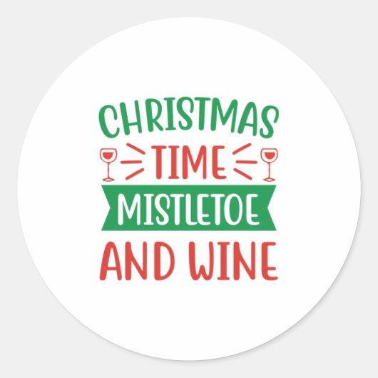 Sticker Rond Cadeau Noël Noël Noël Mistletoe Et Vin (Devant)