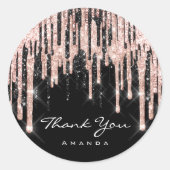 Sticker Rond Cadeau Nom 16ème Rose de Mariage Pailletée (Devant)