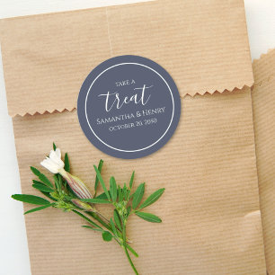 Sticker Rond Cadeau Personnalisé de Mariage Bleu