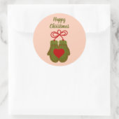 Sticker Rond Cadeau personnalisé Noël Mittens (Sac)