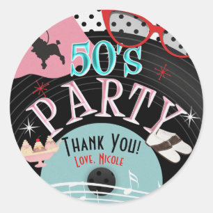 Sticker Rond Cadeau personnalisé pour soirée à thème disque des