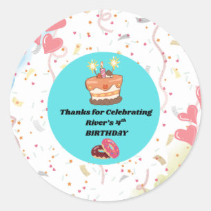 Sticker Rond Cadeau personnalisé pour une fête d'anniversaire d