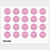 Sticker Rond Cadeau personnalisé rose fuchsia fait avec amour (Feuille)