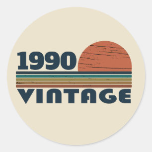 Sticker Rond Cadeau personnalisé vintage 35e anniversaire