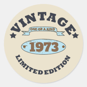 Sticker Rond Cadeau personnalisé vintage 50e anniversaire