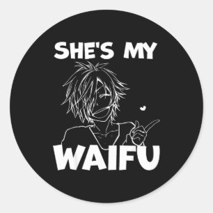 Sticker Rond Cadeau petit ami couple assorti anime drôle Waifu