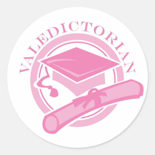 Sticker Rond Cadeau Pink Valedictorian Graduian (Devant)