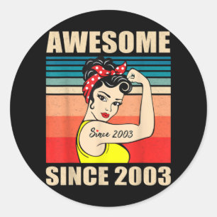 Sticker Rond Cadeau pour 18 ans Femmes Vintage 18e anniversaire