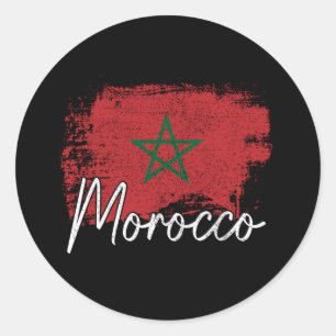 Sticker Rond Cadeau pour amateur de football marocain Drapeau M