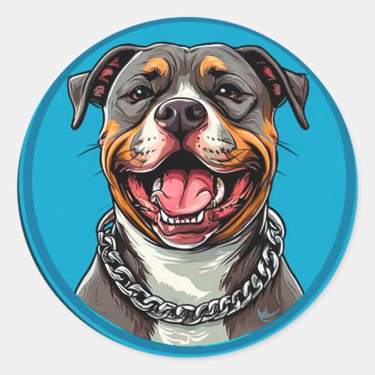 Sticker Rond Cadeau pour amateur de Pitbull, Décoration pour pr (Devant)