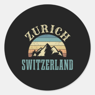 Sticker Rond Cadeau pour amateur de ski dans les Alpes suisses