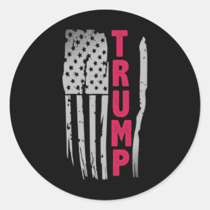 Sticker Rond Cadeau pour électeur partisan de Trump Drapeau amé