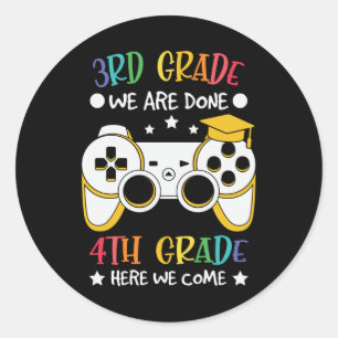 Sticker Rond Cadeau pour enfants gamers passant de la 3e à la 4