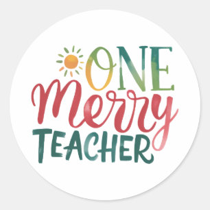 Sticker Rond Cadeau pour Enseignant Un Enseignant Joyeux