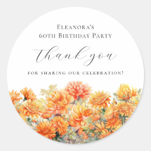 Sticker Rond Cadeau pour les 60 ans Fleur de naissance de novem