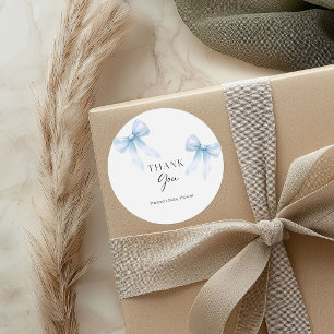 Sticker Rond Cadeau pour les jumeaux Blue Bow Baby Shower