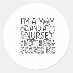Sticker Rond Cadeau pour maman infirmière minimaliste, infirmiè