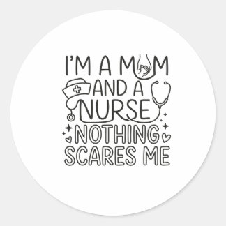 Sticker Rond Cadeau pour maman infirmière minimaliste, infirmiè