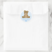 Sticker Rond Cadeau pour un garçon, Ourson bleu mignon, Remerci (Sac)