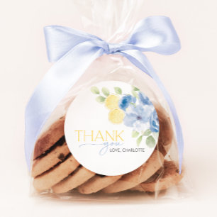 Sticker Rond Cadeau principal de la douche de mariage bleu jaun