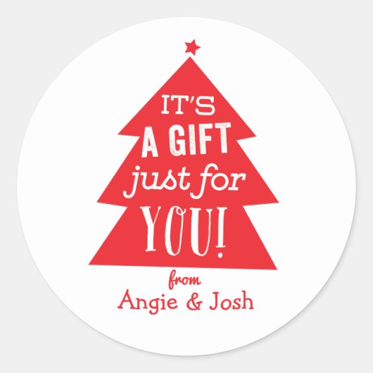 Sticker Rond Cadeau Red Christmas Tree (Devant)