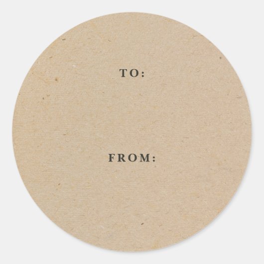 Sticker Rond Cadeau simple et rustique Kraft (Devant)